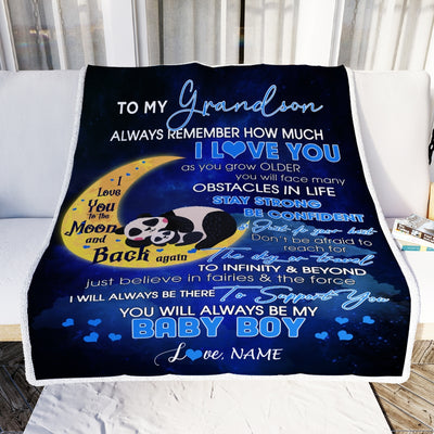 Personalized To My Grandson I Love You Forever From Mom Grandma Grandpa Grandson Birthday Christmas Thanksgiving Graduation Customized Fleece Blanket Blanket | Teecentury.com