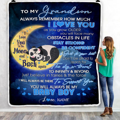 Personalized To My Grandson I Love You Forever From Mom Grandma Grandpa Grandson Birthday Christmas Thanksgiving Graduation Customized Fleece Blanket Blanket | Teecentury.com