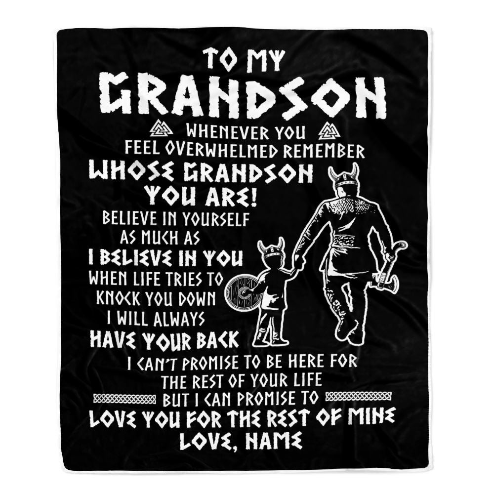 Personalized To My Grandson Viking Blanket From Grandpa Papa Whenever You Feel Overwhelmed Grandson Birthday Christmas Customized Bed Fleece Blanket | teecentury