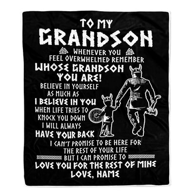Personalized To My Grandson Viking Blanket From Grandpa Papa Whenever You Feel Overwhelmed Grandson Birthday Christmas Customized Bed Fleece Blanket | teecentury