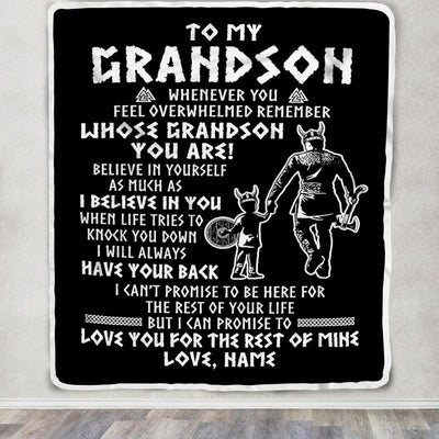 Personalized To My Grandson Viking Blanket From Grandpa Papa Whenever You Feel Overwhelmed Grandson Birthday Christmas Customized Bed Fleece Blanket | teecentury
