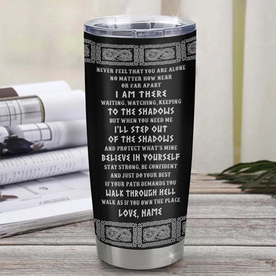 Personalized To My Grandson Viking Stainless Steel Tumbler Cup Never Feel You Are Alone Odin Scandinavian Norse Runes Birthday Christmas Christmas Travel Mug | teecentury