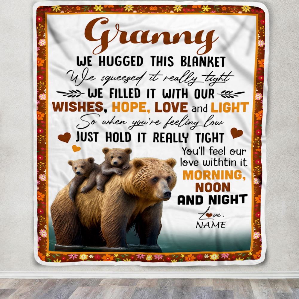 Personalized To My Granny Blanket From Granddaughter Grandson Bear I Love You Granny Birthday Mothers Day Christmas Customized Fleece Throw Blanket | teecentury