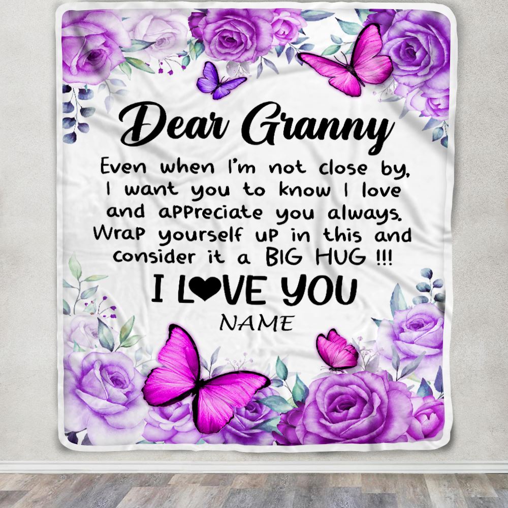 Personalized To My Granny Blanket From Granddaughter Grandson Butterfly Love And Appreciate Granny Birthday Mothers Day Christmas Customized Fleece Blanket | teecentury