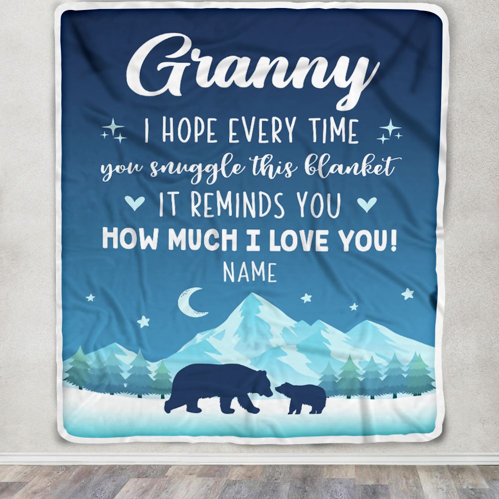 Personalized To My Granny Blanket From Granddaughter Grandson I Hope Every Time Bear Granny Birthday Mothers Day Christmas Customized Fleece Blanket | teecentury