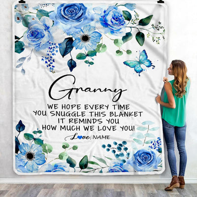Personalized To My Granny Blanket From Grandkids Floral How Much We Love You Granny Birthday Mothers Day Christmas Customized Fleece Throw Blanket | teecentury