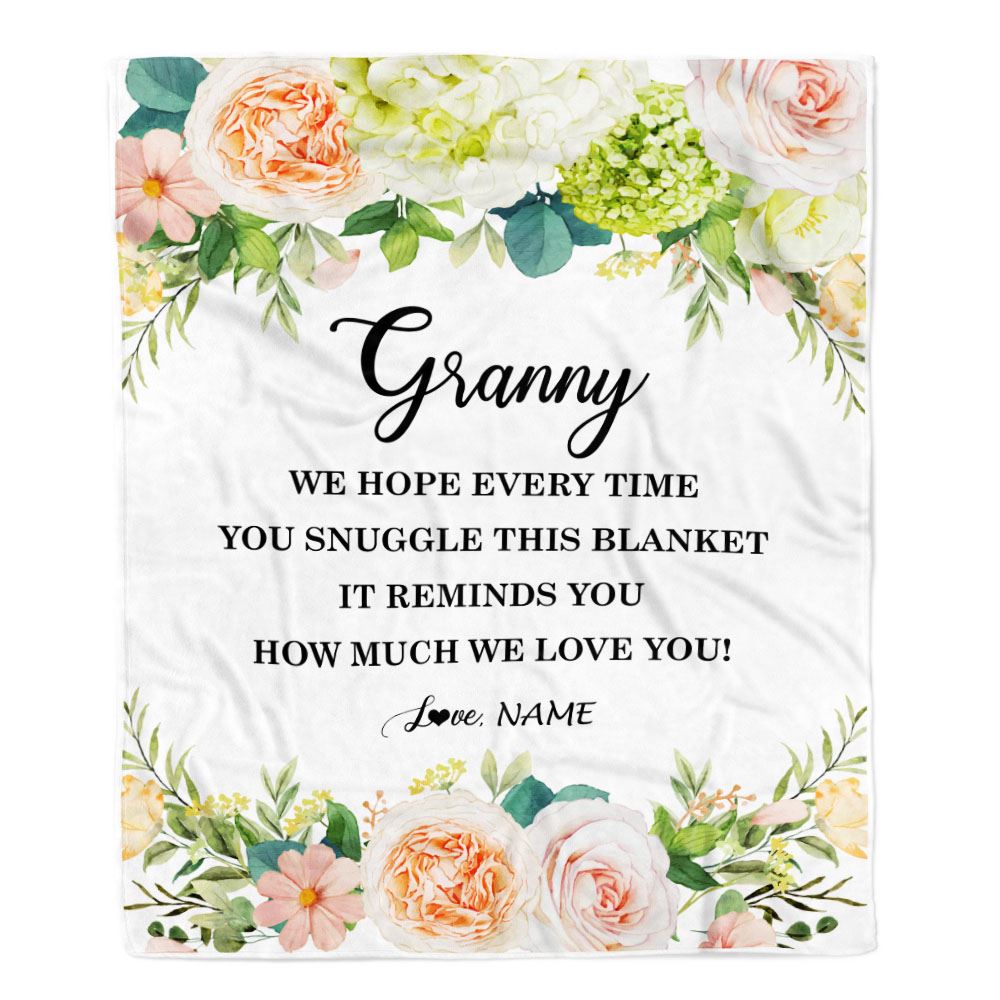 Personalized To My Granny Blanket From Grandkids How Much We Love You Flower Granny Birthday Mothers Day Christmas Customized Fleece Throw Blanket | teecentury