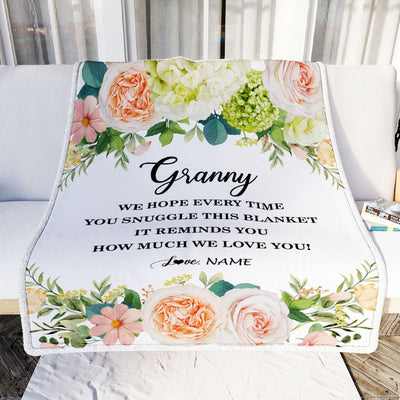 Personalized To My Granny Blanket From Grandkids How Much We Love You Flower Granny Birthday Mothers Day Christmas Customized Fleece Throw Blanket | teecentury