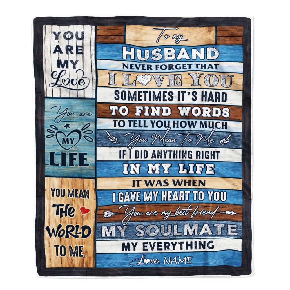 Personalized To My Husband Blanket From Wife Never Forget I Love You Husband Birthday Anniversary Valentines Day Christmas Customized Fleece Throw Blanket | teecentury