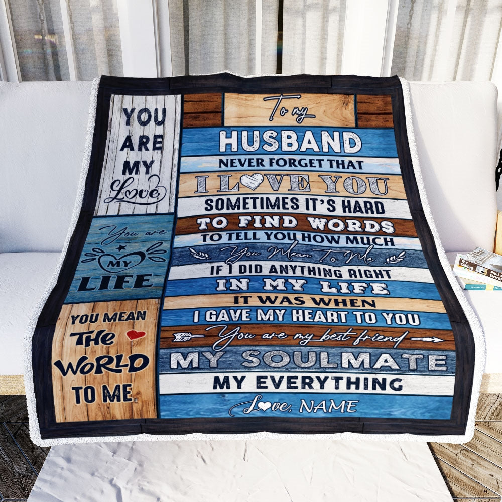Personalized To My Husband Blanket From Wife Never Forget I Love You Husband Birthday Anniversary Valentines Day Christmas Customized Fleece Throw Blanket | teecentury