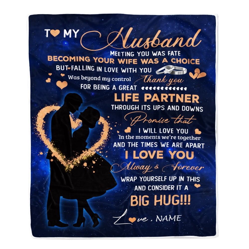 Personalized To My Husband Blanket From Wife Thank you It A Big Hug Husband Anniversary Wedding Day Valentines Day Christmas Fleece Throw Blanket Blanket | Teecentury.com