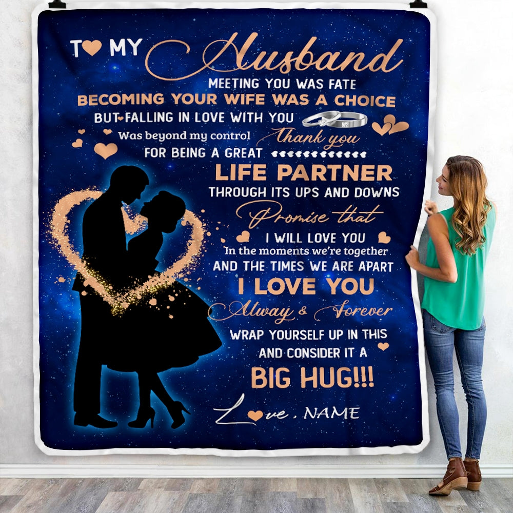 Personalized To My Husband Blanket From Wife Thank you It A Big Hug Husband Anniversary Wedding Day Valentines Day Christmas Fleece Throw Blanket Blanket | Teecentury.com