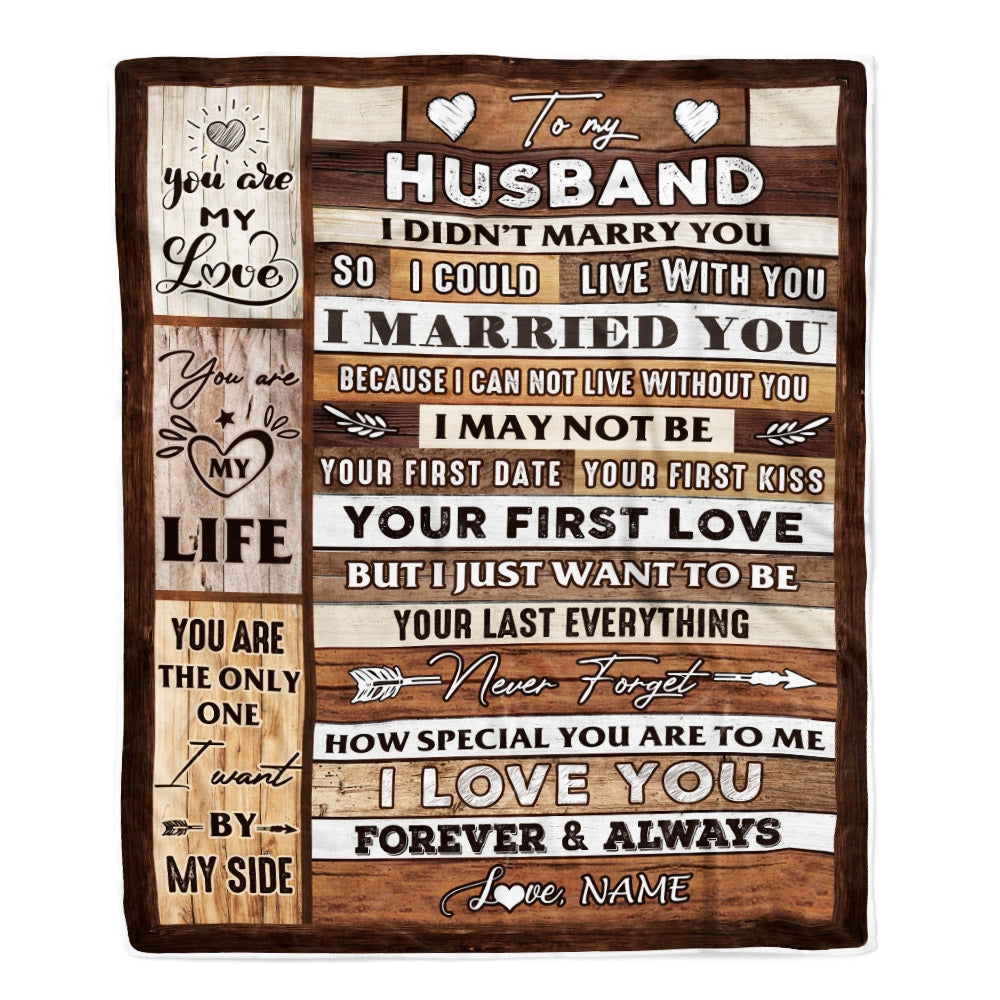 Personalized To My Husband Blanket From Wife Wood You Are My Love My Life Husband Anniversary Wedding Valentines Day Christmas Fleece Throw Blanket Blanket | Teecentury.com