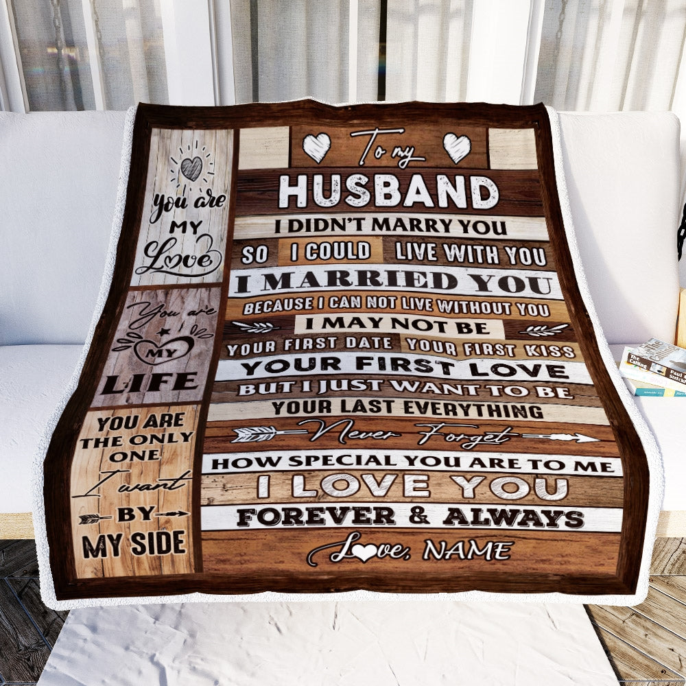 Personalized To My Husband Blanket From Wife Wood You Are My Love My Life Husband Anniversary Wedding Valentines Day Christmas Fleece Throw Blanket Blanket | Teecentury.com