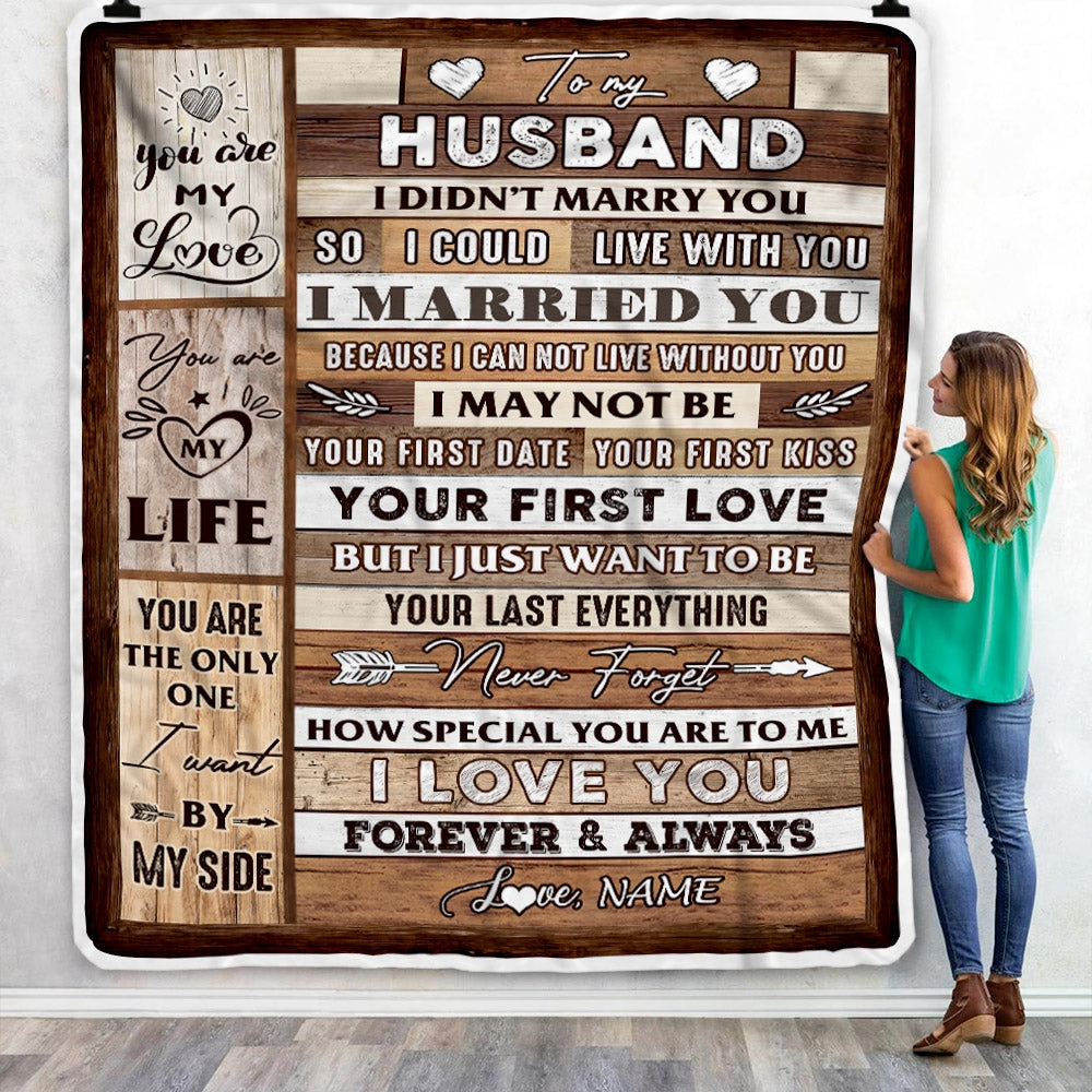 Personalized To My Husband Blanket From Wife Wood You Are My Love My Life Husband Anniversary Wedding Valentines Day Christmas Fleece Throw Blanket Blanket | Teecentury.com