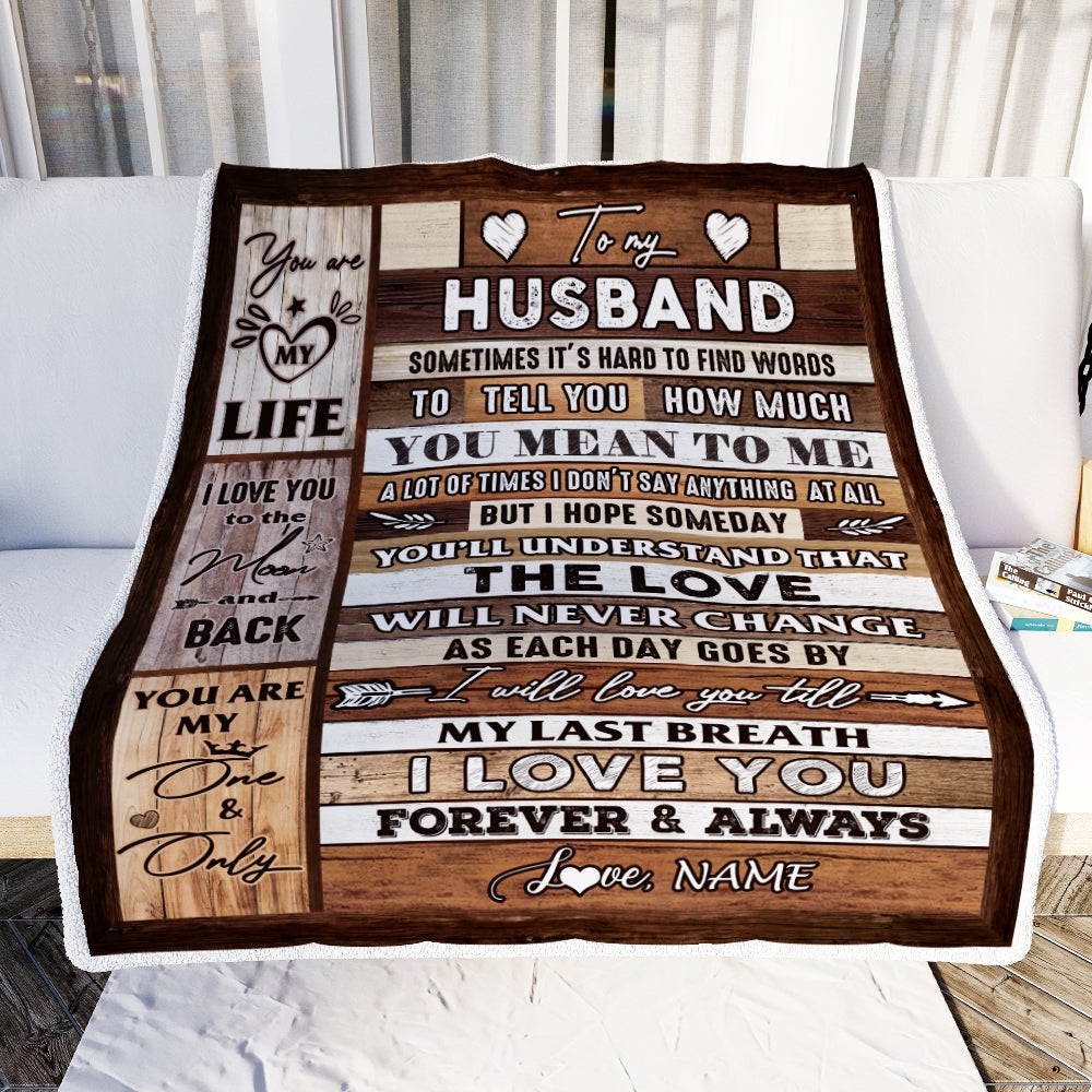 Personalized To My Husband Blanket From Wife Wood You Meaning To Me Love You Husband Anniversary Valentines Day For Her Wedding Christmas Fleece Throw Blanket Blanket | Teecentury.com