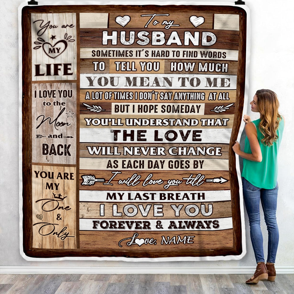 Personalized To My Husband Blanket From Wife Wood You Meaning To Me Love You Husband Anniversary Valentines Day For Her Wedding Christmas Fleece Throw Blanket Blanket | Teecentury.com