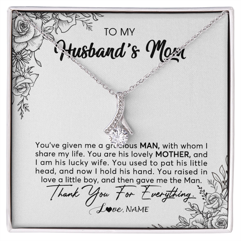 Alluring Beauty Necklace | Personalized To My Husband's Mom Necklace From Daughter You Are His Lovely Mother In Law Mothers Day Birthday Christmas Customized Gift Box Message Card | teecentury