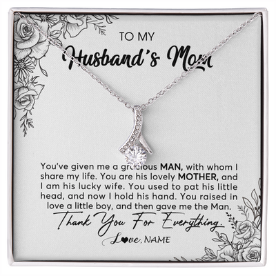 Alluring Beauty Necklace | Personalized To My Husband's Mom Necklace From Daughter You Are His Lovely Mother In Law Mothers Day Birthday Christmas Customized Gift Box Message Card | teecentury