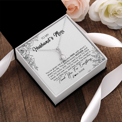 Alluring Beauty Necklace | Personalized To My Husband's Mom Necklace From Daughter You Are His Lovely Mother In Law Mothers Day Birthday Christmas Customized Gift Box Message Card | teecentury