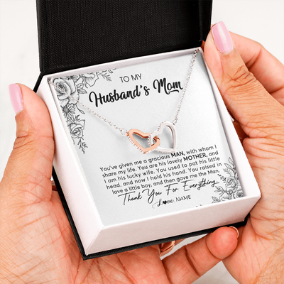 Interlocking Hearts Necklace | Personalized To My Husband's Mom Necklace From Daughter You Are His Lovely Mother In Law Mothers Day Birthday Christmas Customized Gift Box Message Card | teecentury