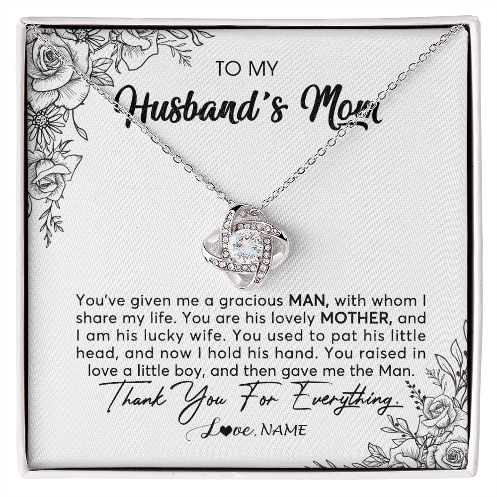 Love Knot Necklace | Personalized To My Husband's Mom Necklace From Daughter You Are His Lovely Mother In Law Mothers Day Birthday Christmas Customized Gift Box Message Card | teecentury