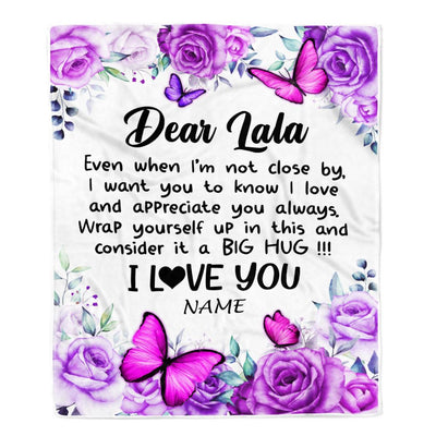 Personalized To My Lala Blanket From Granddaughter Grandson Butterfly Love And Appreciate Lala Birthday Mothers Day Christmas Customized Fleece Throw Blanket | teecentury