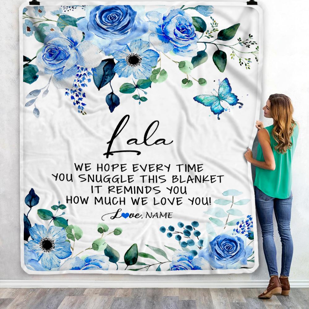 Personalized To My Lala Blanket From Grandkids Floral How Much We Love You Lala Birthday Mothers Day Christmas Customized Fleece Throw Blanket | teecentury