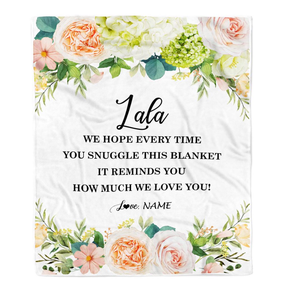 Personalized To My Lala Blanket From Grandkids How Much We Love You Flower Lala Birthday Mothers Day Christmas Customized Fleece Throw Blanket | teecentury