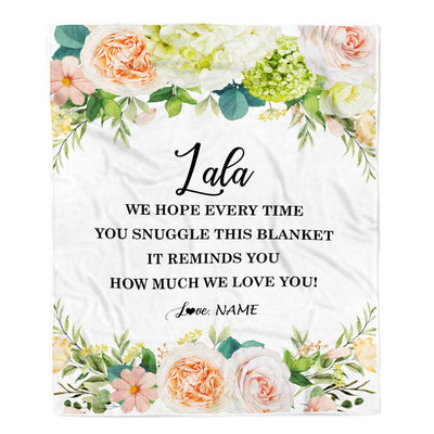 Personalized To My Lala Blanket From Grandkids How Much We Love You Flower Lala Birthday Mothers Day Christmas Customized Fleece Throw Blanket | teecentury