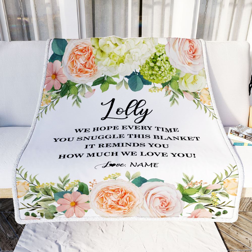 Personalized To My Lolly Blanket From Grandkids How Much We Love You Flower Lolly Birthday Mothers Day Christmas Customized Fleece Throw Blanket | teecentury