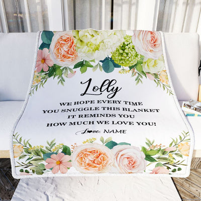 Personalized To My Lolly Blanket From Grandkids How Much We Love You Flower Lolly Birthday Mothers Day Christmas Customized Fleece Throw Blanket | teecentury