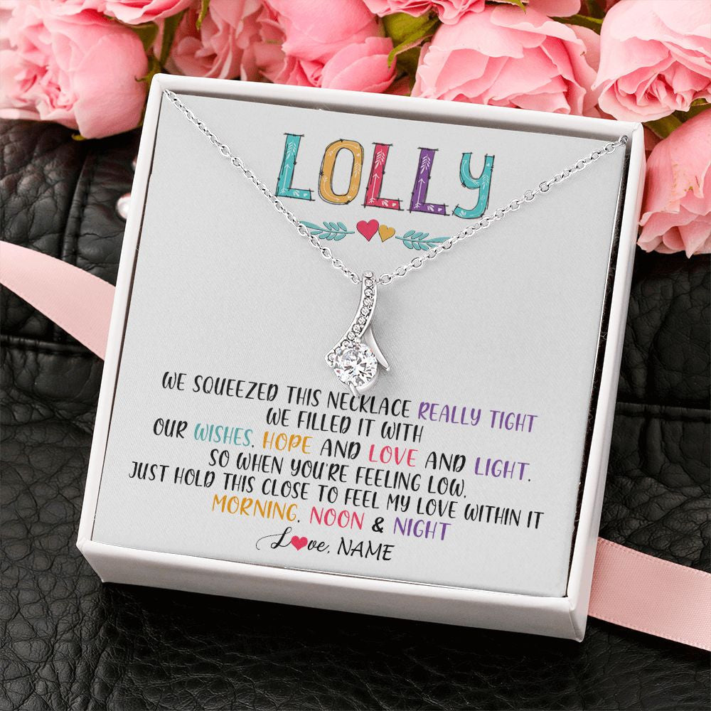 Alluring Beauty Necklace | Personalized To My Lolly Necklace From Grandkids Granddaughter We Squeezed This Necklace Lolly Birthday Mothers Day Jewelry Customized Gift Box Message Card | teecentury