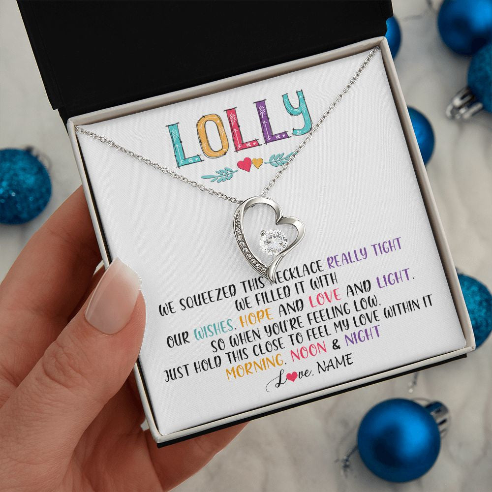 Forever Love Necklace | Personalized To My Lolly Necklace From Grandkids Granddaughter We Squeezed This Necklace Lolly Birthday Mothers Day Jewelry Customized Gift Box Message Card | teecentury