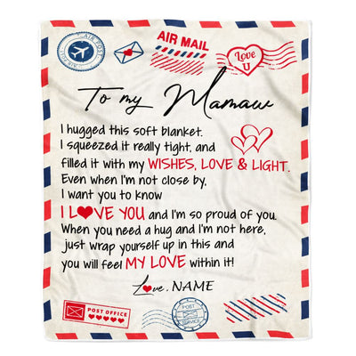 Personalized To My Mamaw Blanket From Grandkids Grandson Air Mail Letter I Love You Mamaw Birthday Mothers Day Christmas Customized Fleece Throw Blanket | teecentury