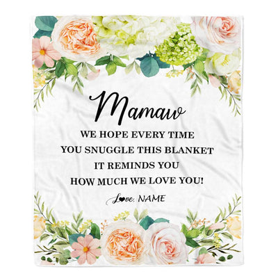 Personalized To My Mamaw Blanket From Grandkids How Much We Love You Flower Mamaw Birthday Mothers Day Christmas Customized Fleece Throw Blanket | teecentury