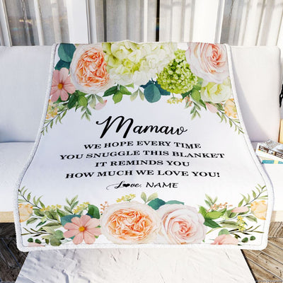Personalized To My Mamaw Blanket From Grandkids How Much We Love You Flower Mamaw Birthday Mothers Day Christmas Customized Fleece Throw Blanket | teecentury