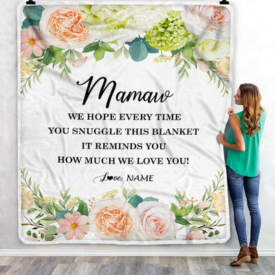 Personalized To My Mamaw Blanket From Grandkids How Much We Love You Flower Mamaw Birthday Mothers Day Christmas Customized Fleece Throw Blanket | teecentury