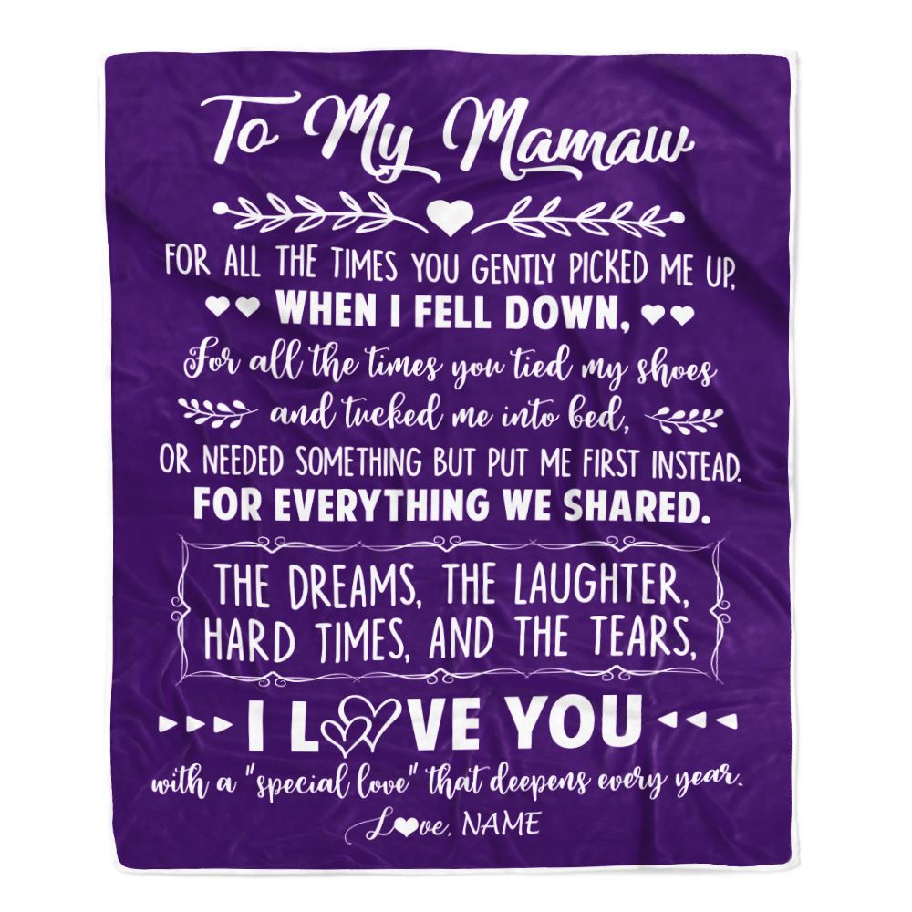 Personalized To My Mamaw Blanket From Grandkids I Love You With A Special Love Mamaw Birthday Mothers Day Christmas Customized Fleece Throw Blanket | teecentury