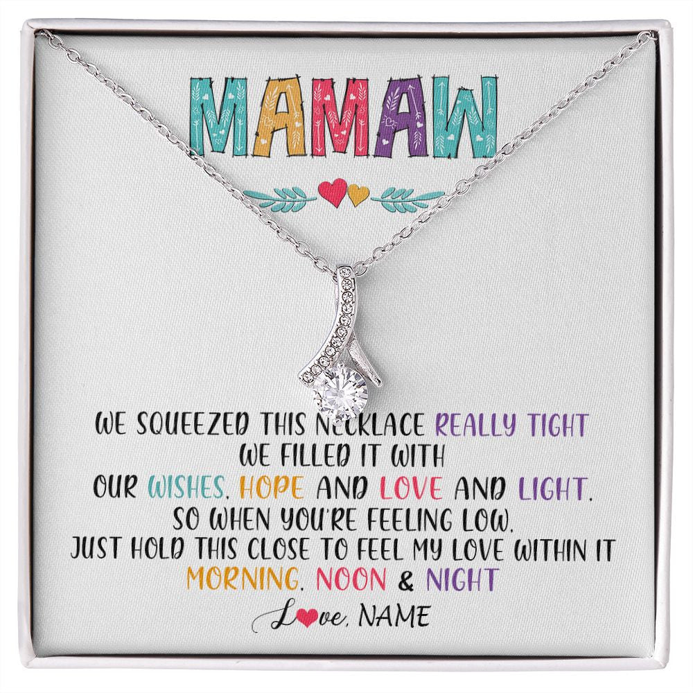 Alluring Beauty Necklace | Personalized To My Mamaw Necklace From Grandkids Granddaughter We Squeezed This Necklace Mamaw Birthday Mothers Day Jewelry Customized Gift Box Message Card | teecentury