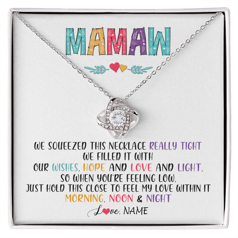 Love Knot Necklace | Personalized To My Mamaw Necklace From Grandkids Granddaughter We Squeezed This Necklace Mamaw Birthday Mothers Day Jewelry Customized Gift Box Message Card | teecentury