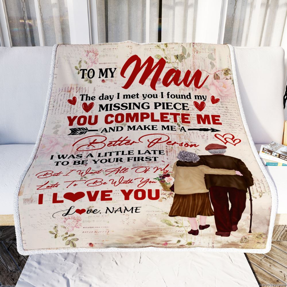 Personalized To My Man Blanket From Wife The Day I Met You Husband Birthday Anniversary Wedding Valentines Day Christmas Customized Fleece Throw Blanket | teecentury