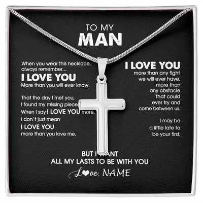 Stainless Cross Necklace | Personalized To My Man Boyfriend Husband Cross Necklace When You Wear This Necklace For Him Birthday Anniversary Day Christmas Customized Gift Box Message Card | teecentury