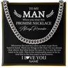 Cuban Link Chain Necklace | Personalized To My Man Necklace From Wife Wherever The Journey Husband Birthday Anniversary Wedding Valentines Day Christmas Customized Gift Box Message Card | teecentury