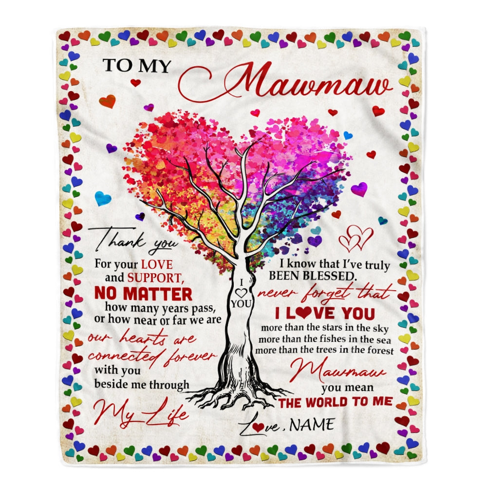 Personalized To My MawMaw Blanket From Grandkids Never Forget That I Love You You Mean The World to Me MawMaw Birthday Mothers Day Christmas Fleece Blanket Blanket | Teecentury.com