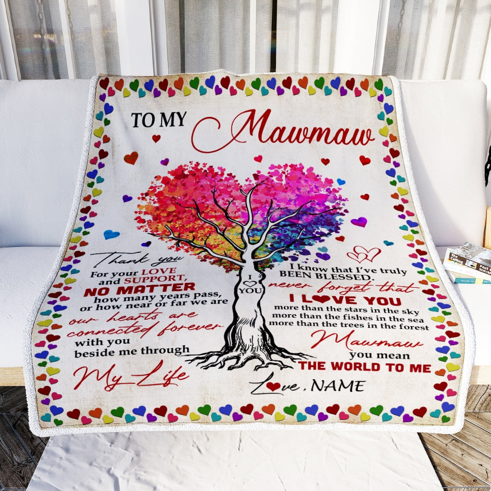 Personalized To My MawMaw Blanket From Grandkids Never Forget That I Love You You Mean The World to Me MawMaw Birthday Mothers Day Christmas Fleece Blanket Blanket | Teecentury.com