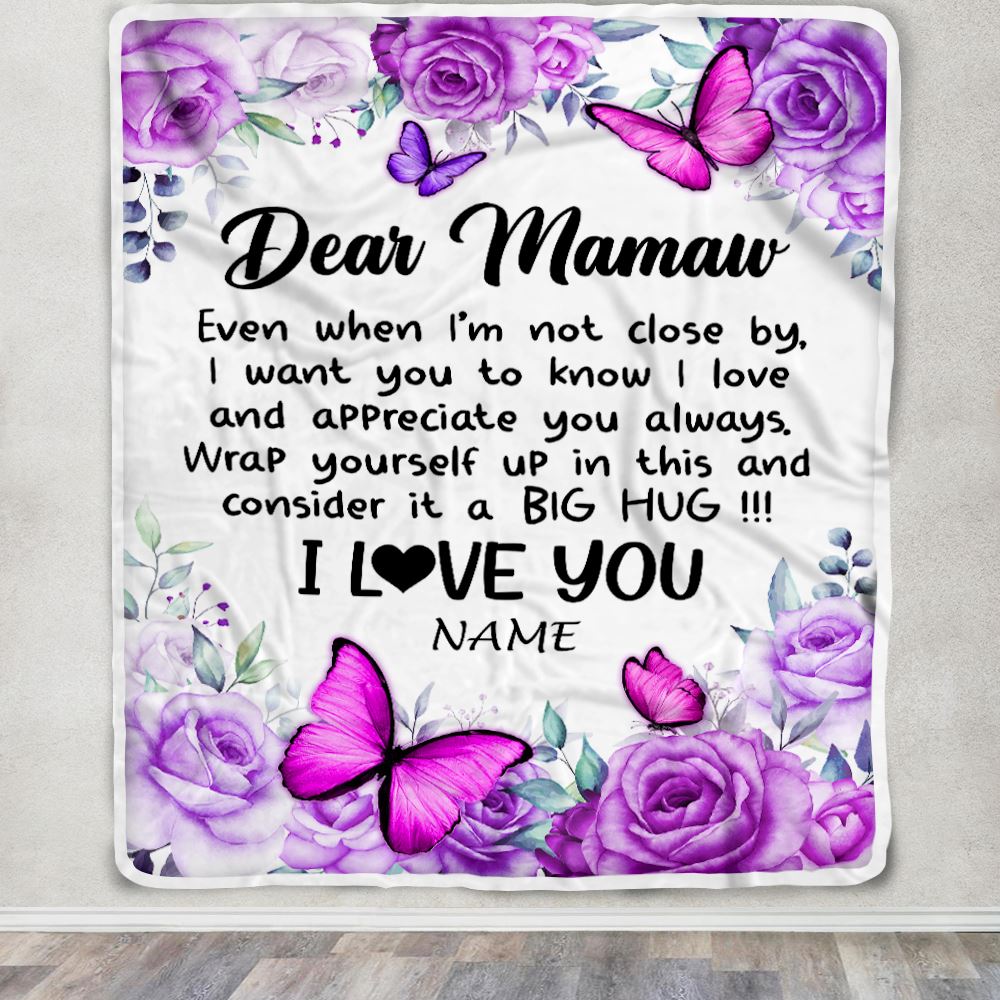 Personalized To My Mawmaw Blanket From Granddaughter Grandson Butterfly Love And Appreciate Mawmaw Birthday Mothers Day Christmas Customized Fleece Blanket | teecentury