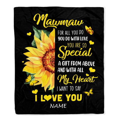Personalized To My Mawmaw Blanket From Grandkids Granddaughter I Want To Say I Love You Sunfower Mawmaw Birthday Mothers Day Christmas Fleece Throw Blanket | teecentury