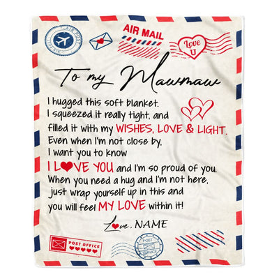 Personalized To My Mawmaw Blanket From Grandkids Grandson Air Mail Letter I Love You Mawmaw Birthday Mothers Day Christmas Customized Fleece Throw Blanket | teecentury