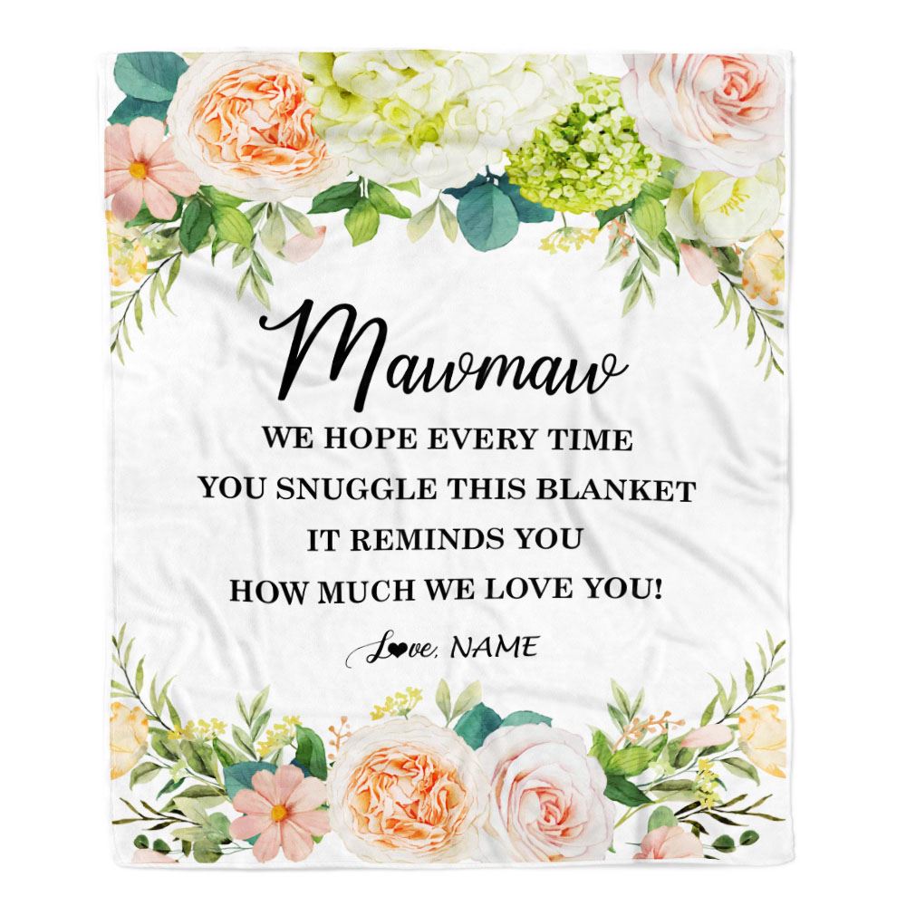 Personalized To My Mawmaw Blanket From Grandkids How Much We Love You Flower Mawmaw Birthday Mothers Day Christmas Customized Fleece Throw Blanket | teecentury